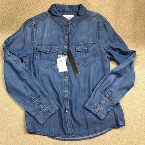 Denim Button-Up Blouse